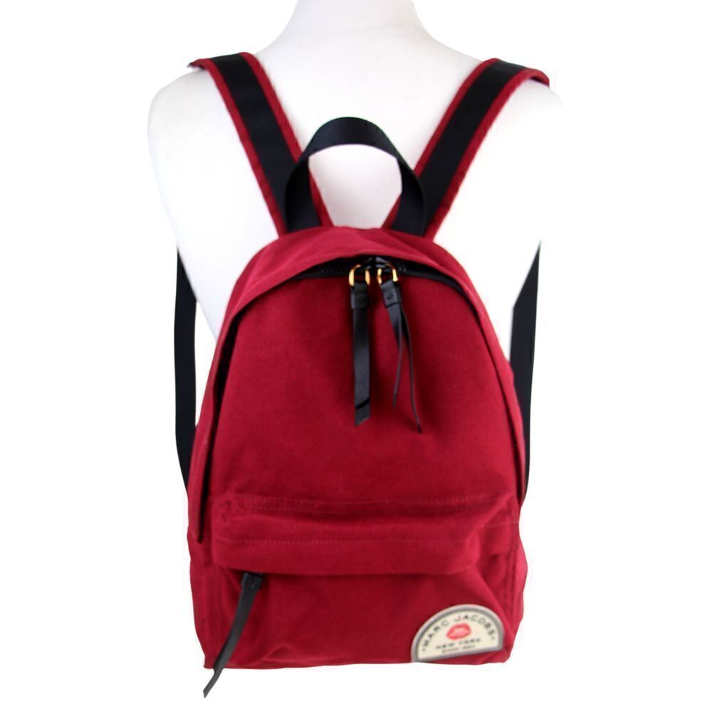 Marc by Marc Jacobs NY RED COTTON CANVAS BACKPACK SHOULDER BAG HANDBAG PURSE